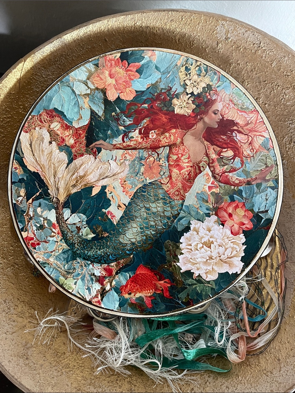 Chino Mermaid 10” Tambourine with Ribbon